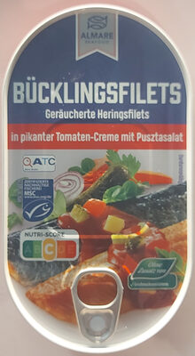 Bücklingsfilets Geräucherte Heringsfilets in pikanter Tomaten-Creme mit Pusztasalat