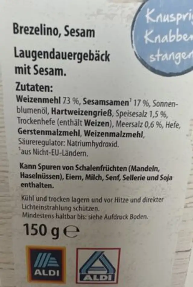 Laugen Brezelino ingredients label