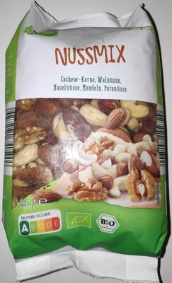 Nuss-Mix (Bio) (Cashewkerne, Mandeln, Wal-, Hasel-, Para-Nüsse) front packaging