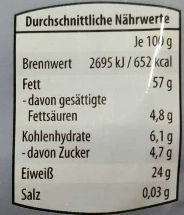 Snackmandeln ungesalzen nutrition facts table