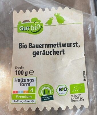Bio Bauernmettwurst geräuchert front packaging