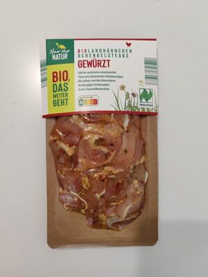 Bio-Landhähnchen-Schenkelsteaks gewürzt