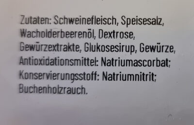 Kareespeck Wacholder ingredients label