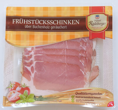 Frühstücksschinken über Buchenholz geräuchert. Wurst