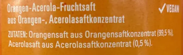 hohes C Orangensaft PETE 1 0.25€ Pfand hohes C Saft 1l 0.99€ ingredients label