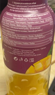 Vanilla Passion nutrition facts table