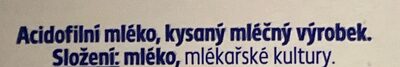 acidofilní mléko ingredients label