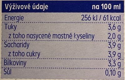 acidofilní mléko nutrition facts table