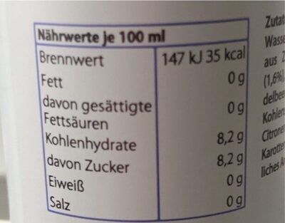 Moloko nutrition facts table