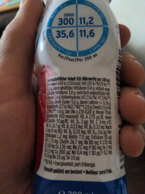 Energy fibre ingredients label