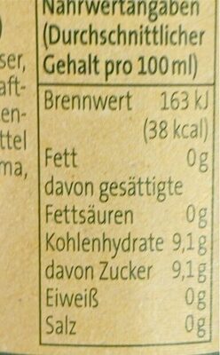 Genuss Limonade nutrition facts table