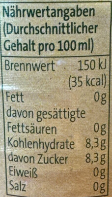 Genuss Limonade nutrition facts table