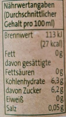 Genuss Eistee Zitrone nutrition facts table