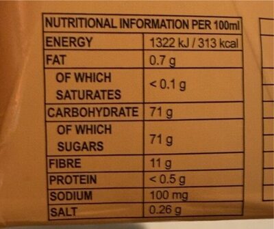 Pumkin sauce with spice flavors nutrition facts table
