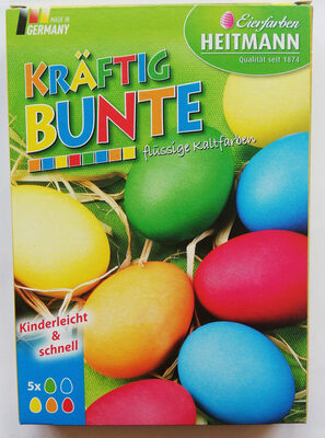 Kräftig bunte flüssige Kaltfarben Ostereierfarbe front packaging