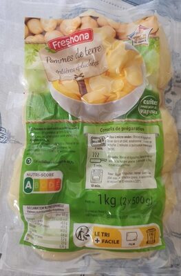 Pommes de terre entières épluchées front packaging