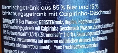 Beer Mix Limez ingredients label