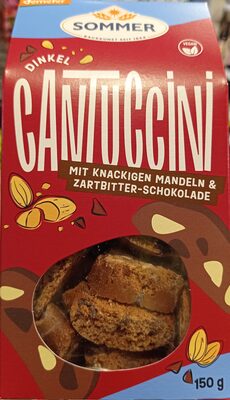 Dinkel Cantuccini mit Mandel und Schokolade front packaging