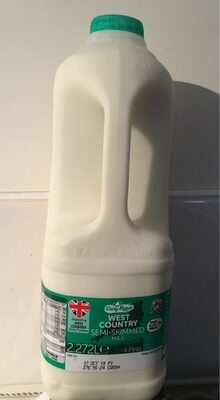 west country semi skimmed milk front packaging
