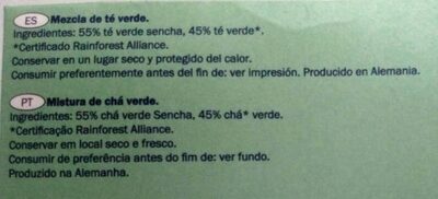 Te verde sencha ingredients label