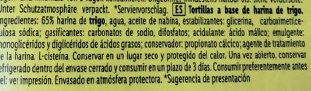 8 mini tortillas ingredients label