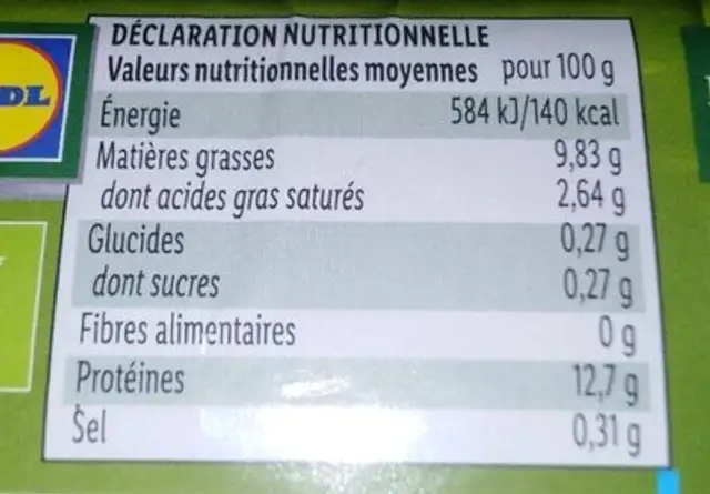 Œufs frais bio x10 nutrition facts table