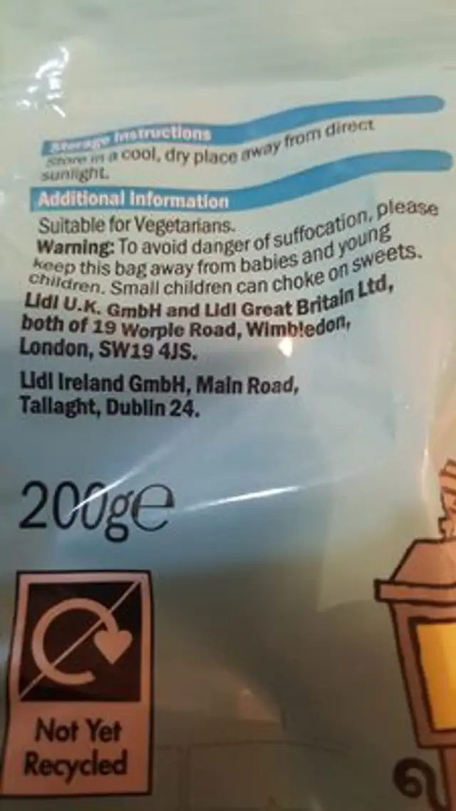 Mint Humbugs ingredients label