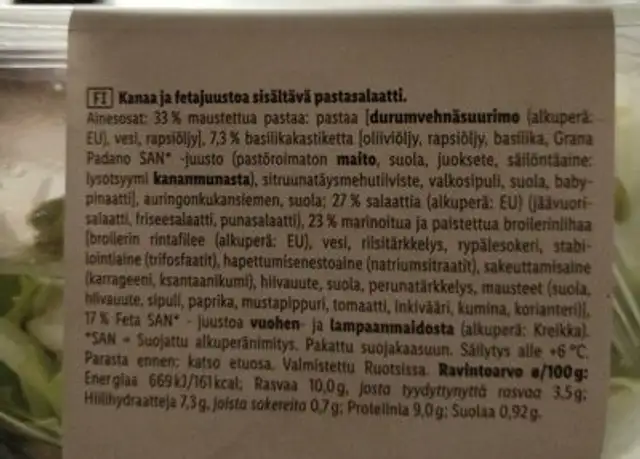 Feta-KanaSALAD nutrition facts table