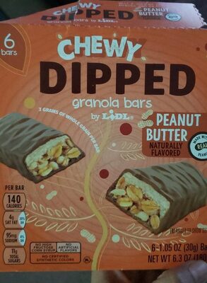 Chewy dipped granola bar front packaging