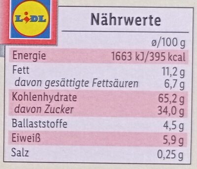 Schoko-Lebkuchen Herzen Sterne Brezeln Zartbitter nutrition facts table