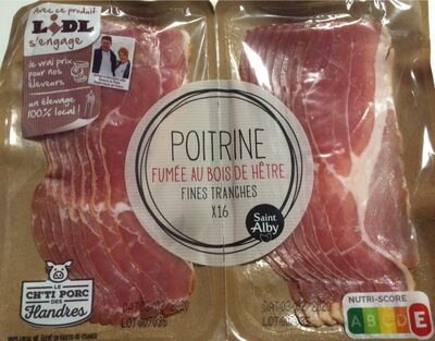 Poitrine fumée au bois de hêtre, fines tranches x16