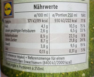Trinkschokolade aus alpenmilch nutrition facts table