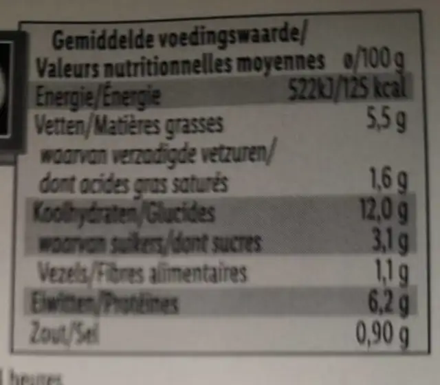 Lasagne au cerf et aux airelles nutrition facts table