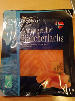 Norwegischer Räucherlachs in Scheiben front packaging