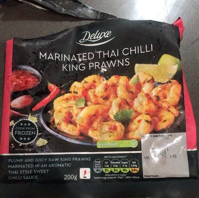 Marinated Thai chilli king prawns front packaging