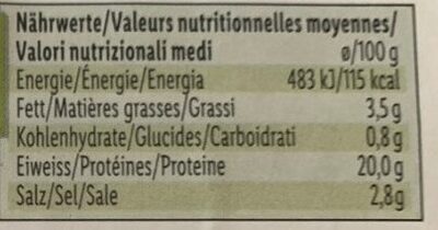 Jambon fumé, en fines tranches nutrition facts table