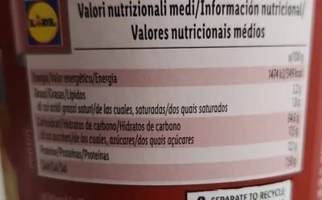 Instant noodles sweet and sour nutrition facts table