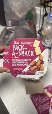 PACK-A-SNACK WHITE SHARP CHEDDAR CHEESE, DRIED CRANBERRIES & SEA SALTED ROASTED ALMONDS