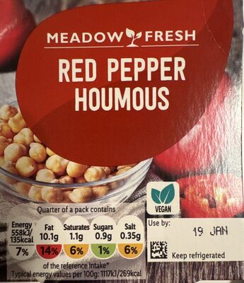 Red pepper houmous front packaging
