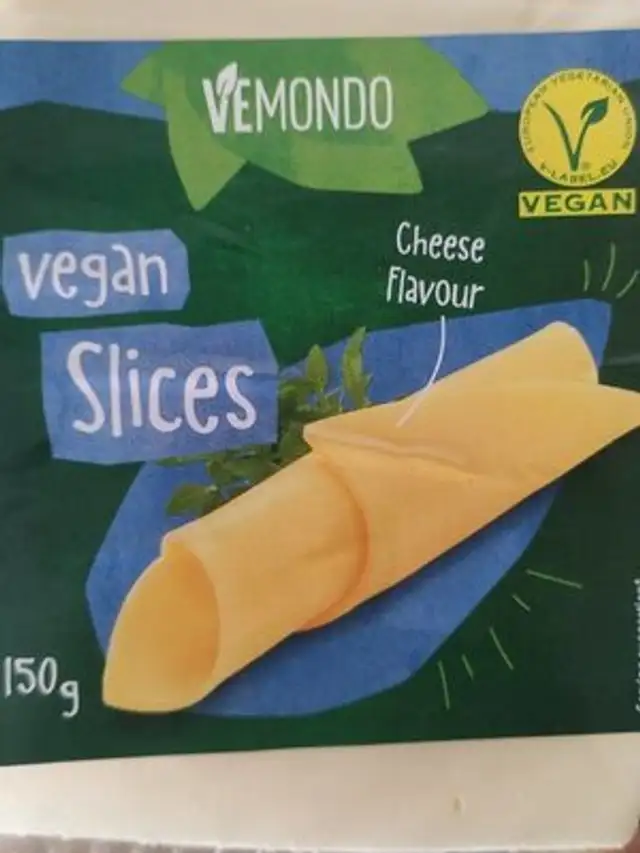 Vegan slices cheese flavour front packaging