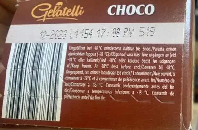 gelatelli Choco nutrition facts table