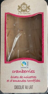 Chocolat au lait cranberries front packaging