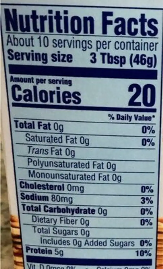 Cage Free 100% Egg Whites nutrition facts table