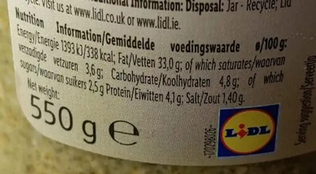 Pesto alla genovese nutrition facts table