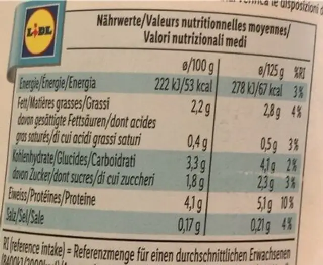 Soya classic nutrition facts table