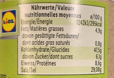 LEGUMES MIX nutrition facts table