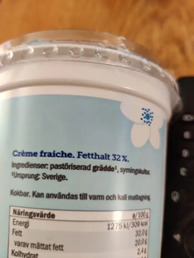 creme fraiche ingredients label