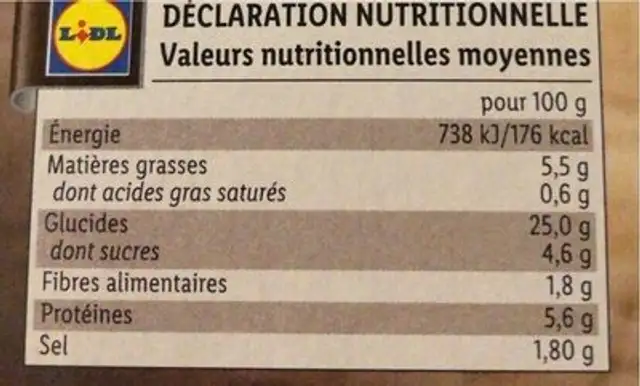 16 mini nems nutrition facts table
