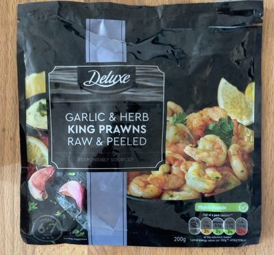 Garlic and herb king prawns front packaging