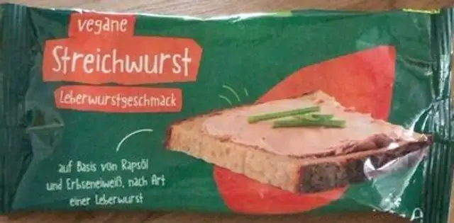 Vegane Streichwurst Leberwurstgeschmack front packaging
